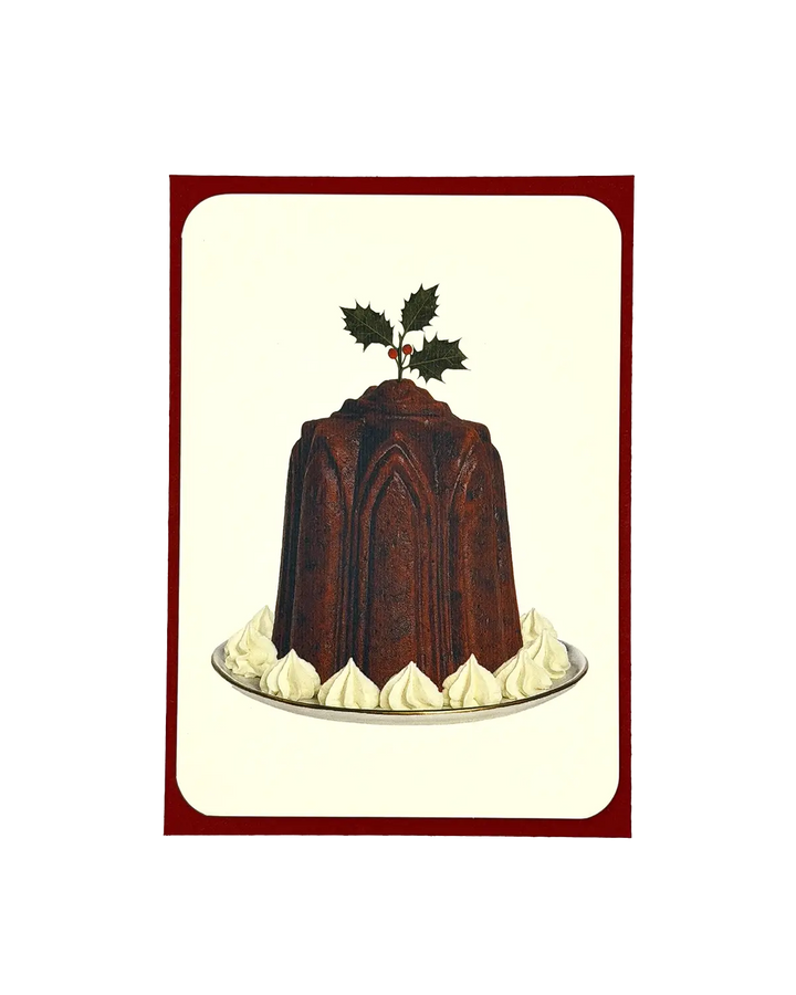 Christmas Plum Pudding Holly Greeting Card | Luxury