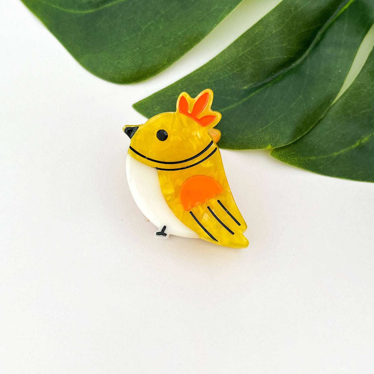 Mini Bird Hair Clip Yellow Orange