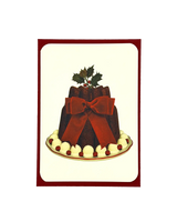 Christmas Plum Pudding Red Velvet Bow Greeting Card | Luxury