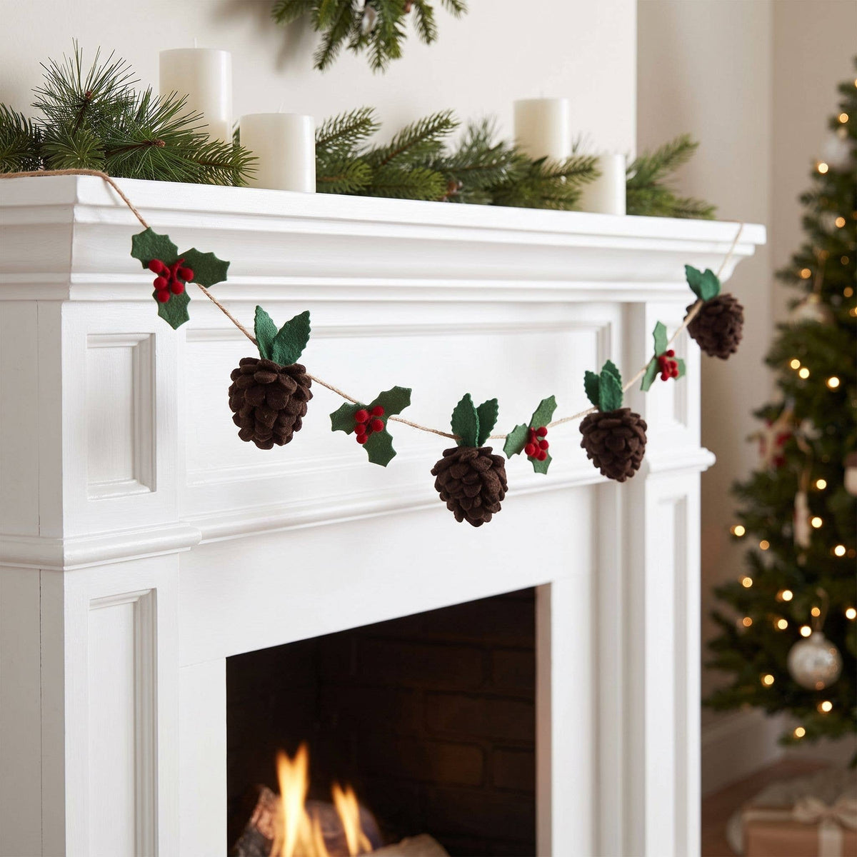 Hand Felted Pinecone Garland