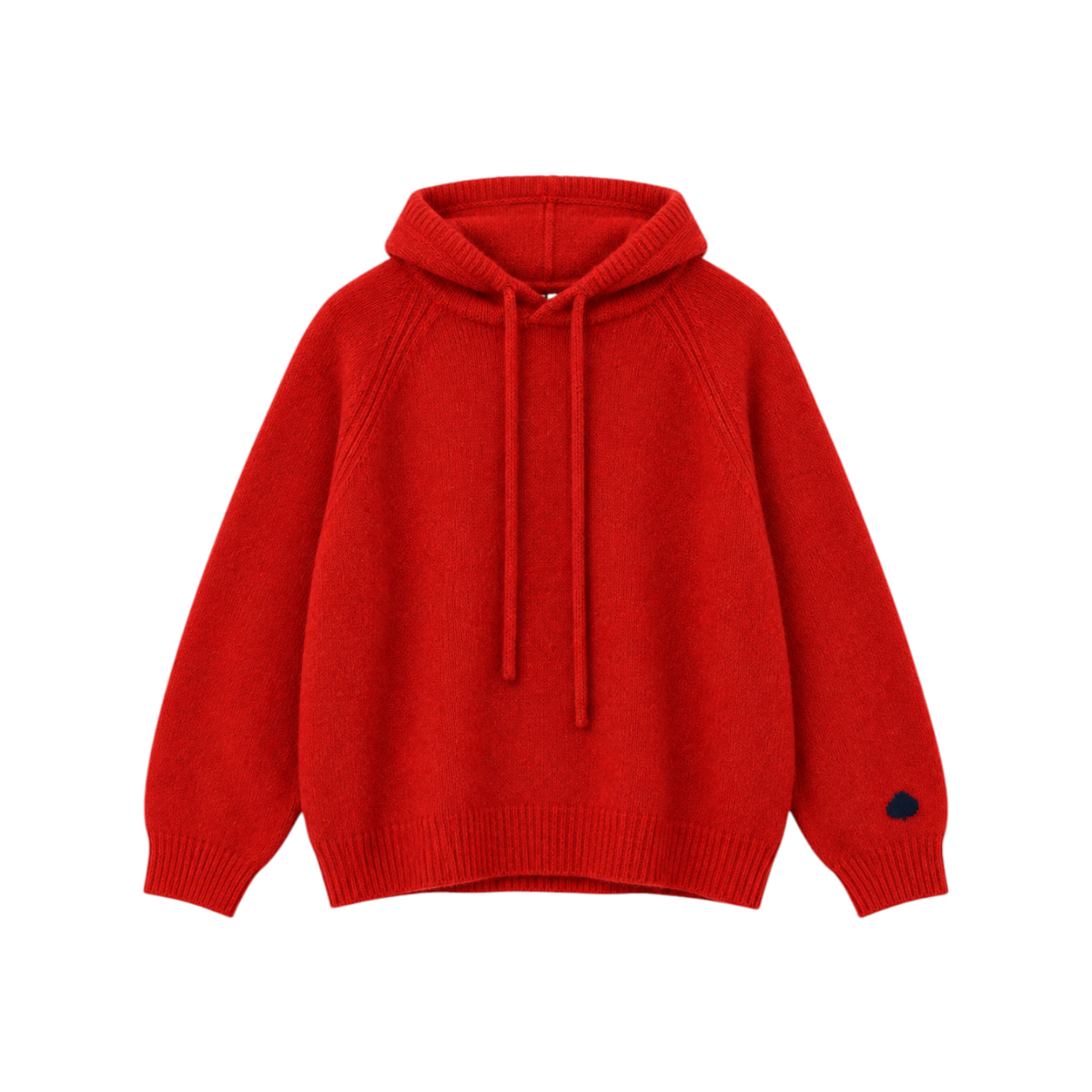 The Tiny Finch red cashmere Karr hoodie with a drawstring hood and ribbed hem and cuffs