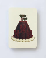 Christmas Plum Pudding Three Bows Greeting Card | Luxury