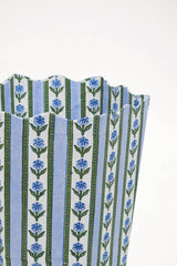 Cottage Garden Blockprint Scallop Waste / Storage Bin | Blue