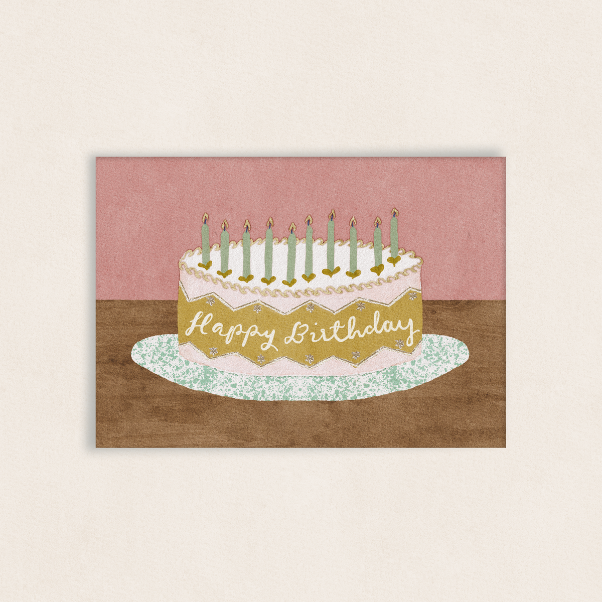 Birthday Greetings Card: Pink Cake