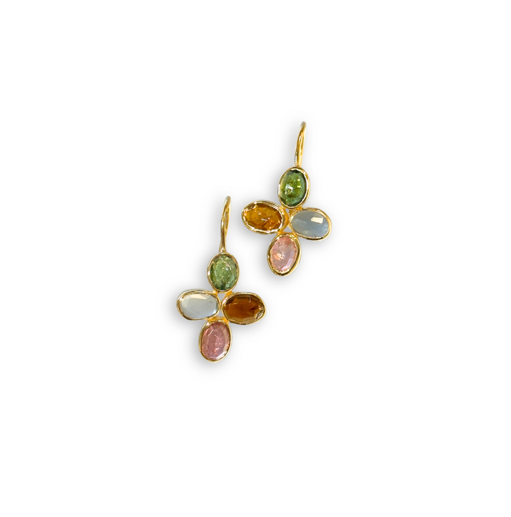 Rani Mix Green Tourmaline Earrings