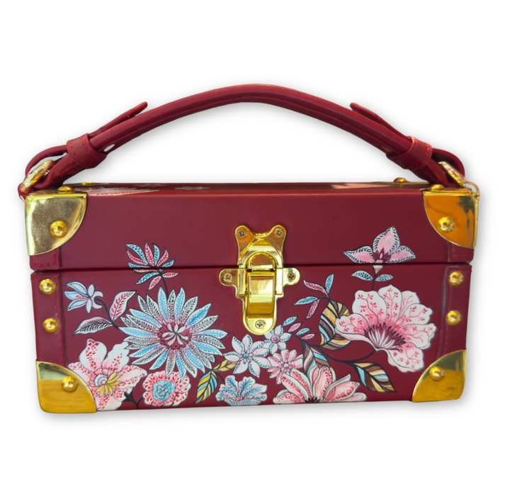 Hand Painted Handbag Red Flowers