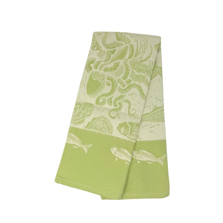 Embroidered Kitchen Towel Sea Green