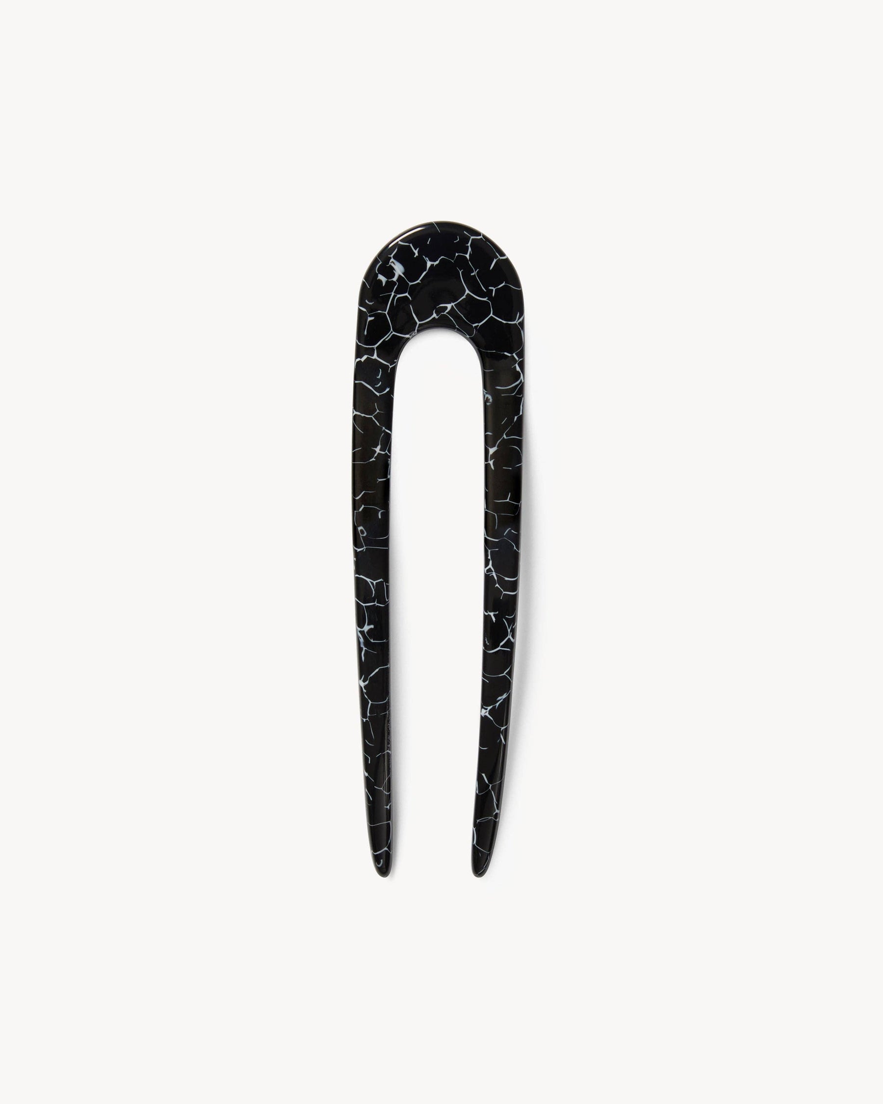 French Hair Pin Black Marble