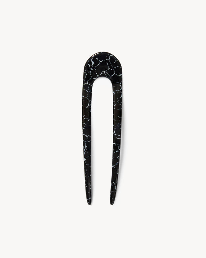French Hair Pin Black Marble