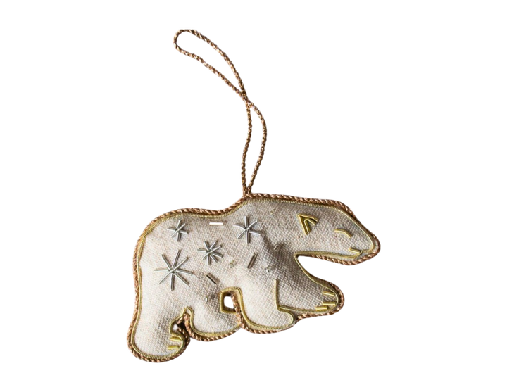 Katie Linen Polar Bear Ornament