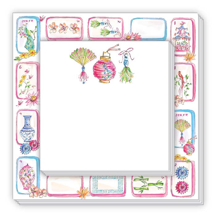 Notepad Mahjong Tiles Fan Lantern Tassel