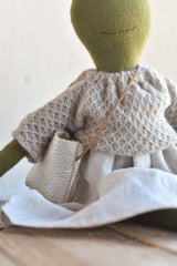 Fern the Frog — Heirloom Wool Doll in Oat Field Set