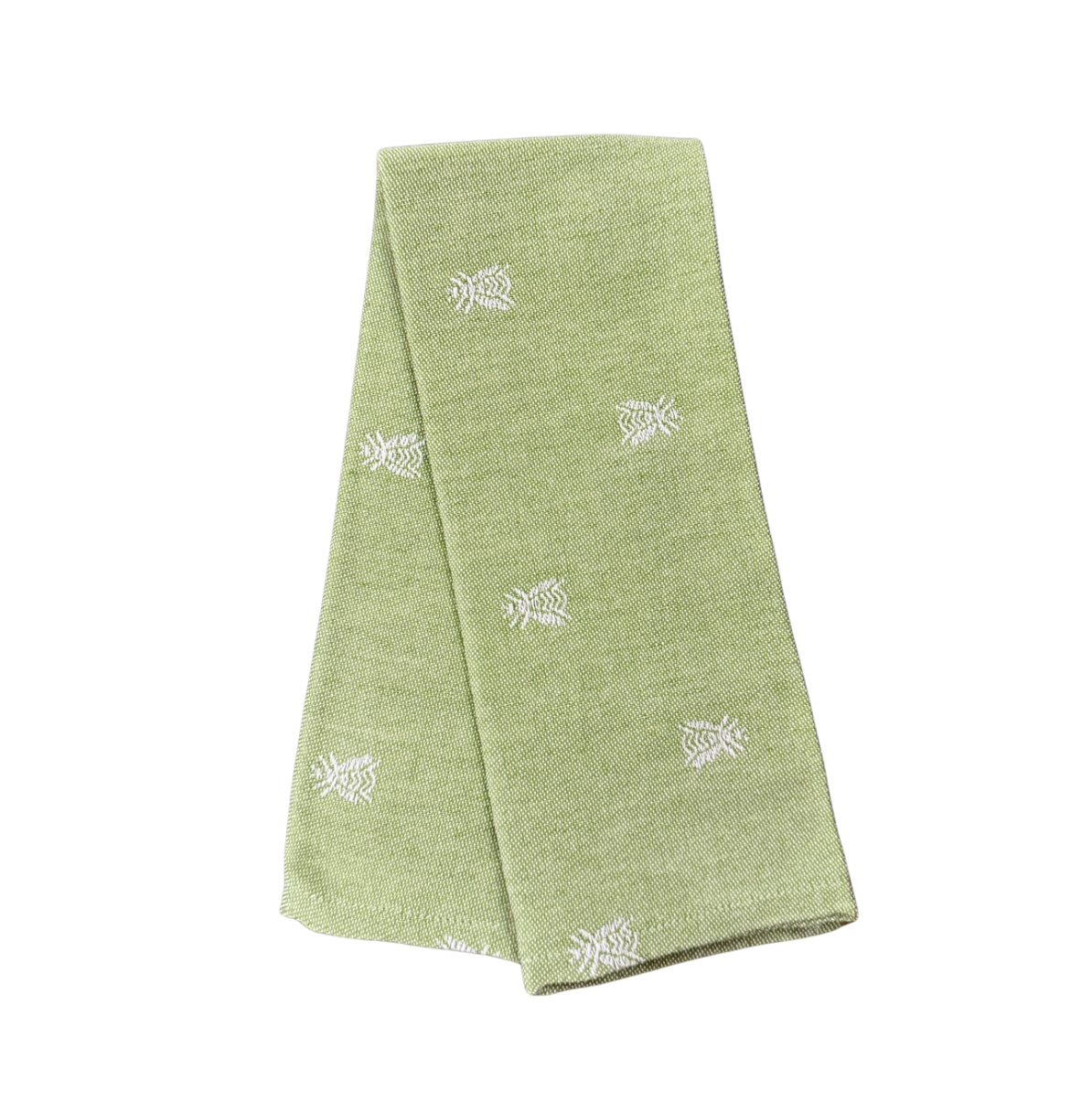 Embroidered Kitchen Towel Bee Green