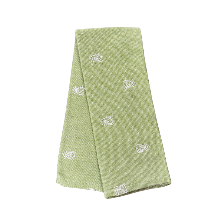 Embroidered Kitchen Towel Bee Green
