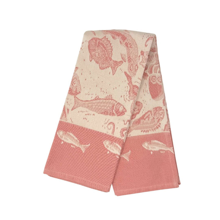 Embroidered Kitchen Towel Sea Pink