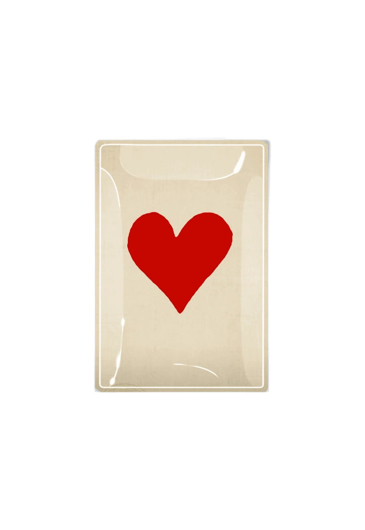 Decoupage Tray Red Long Heart Large