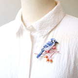 Brooch Singing Blue Jay