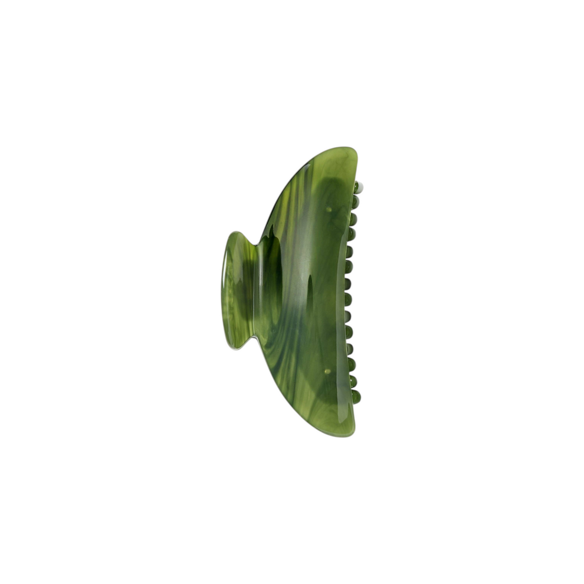The Tiny Finch midi hair claw in algae green, crafted from Italian acetate with a double-walled design.