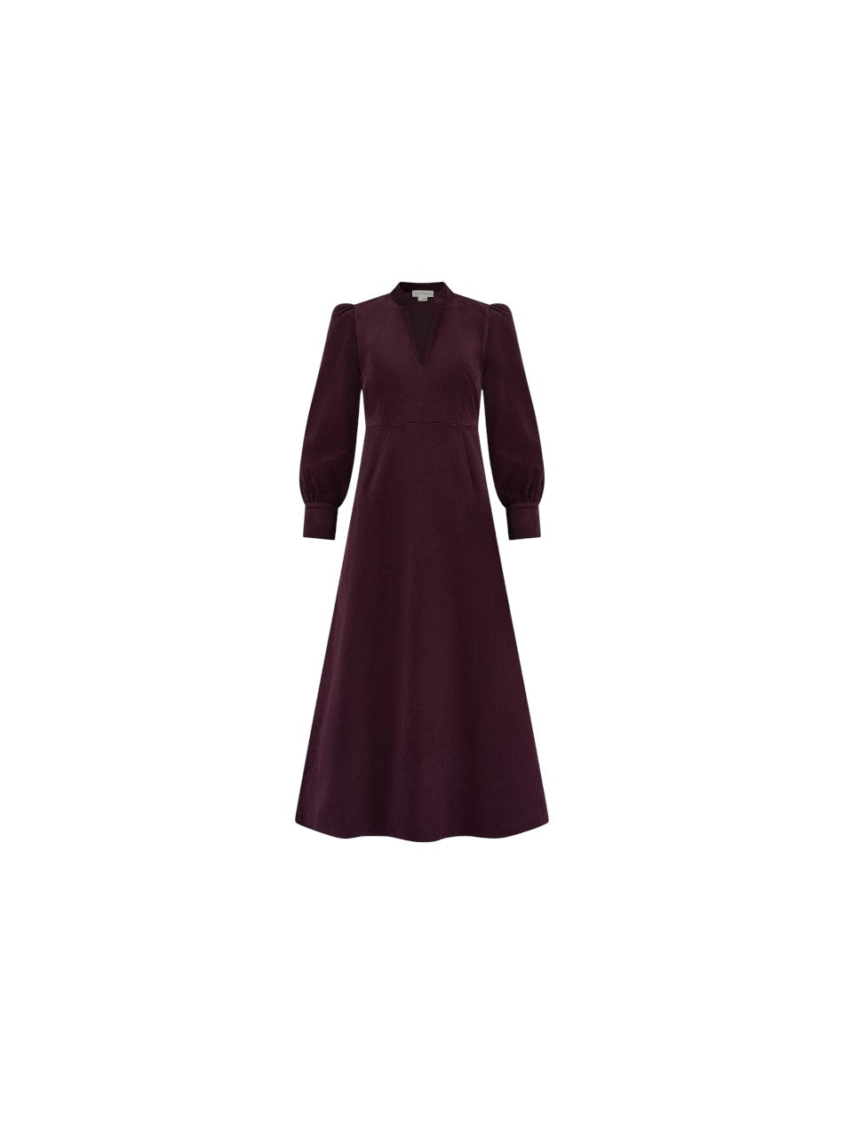 Enid Dress Burgundy Cord