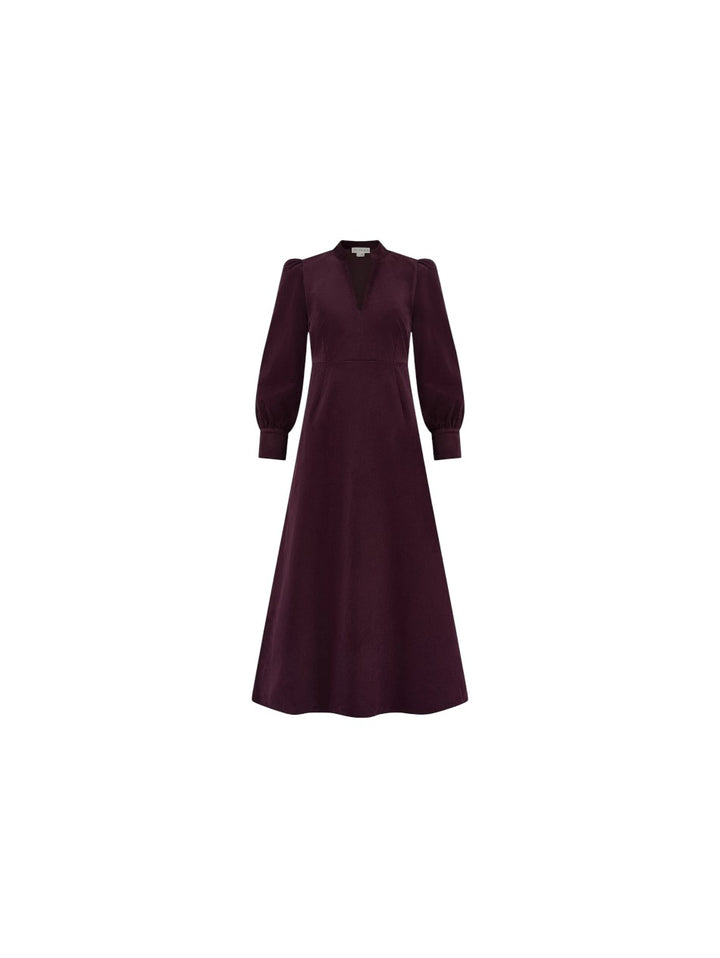 Enid Dress Burgundy Cord