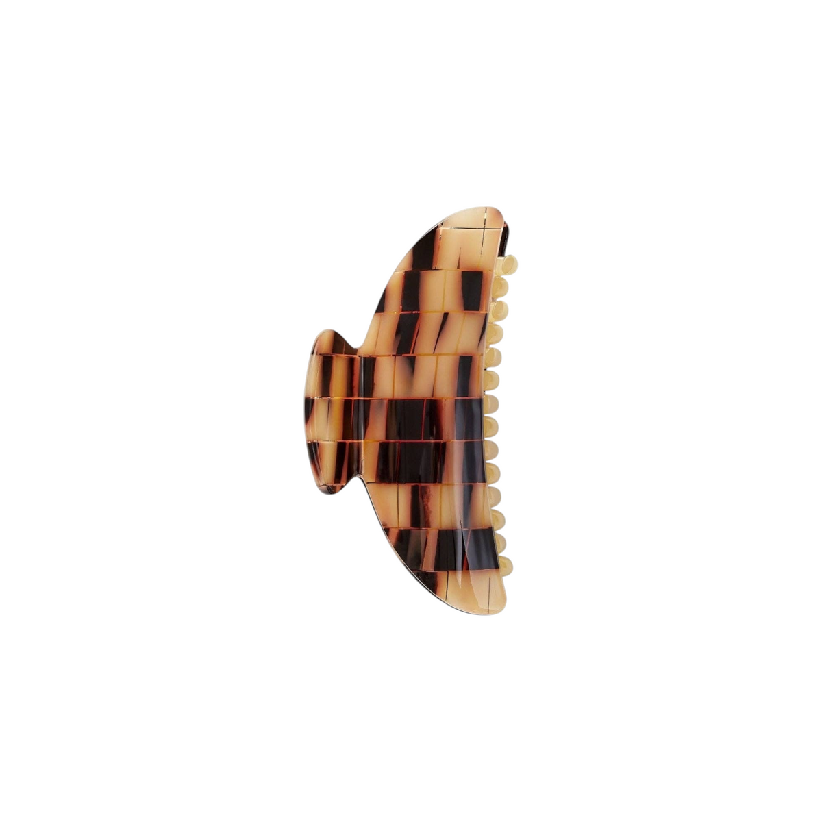 The Tiny Finch midi hair claw clip in a blonde checkerboard pattern, crafted from durable Italian acetate.