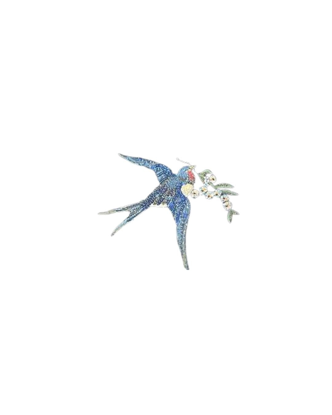 Brooch Sparrow with Flower