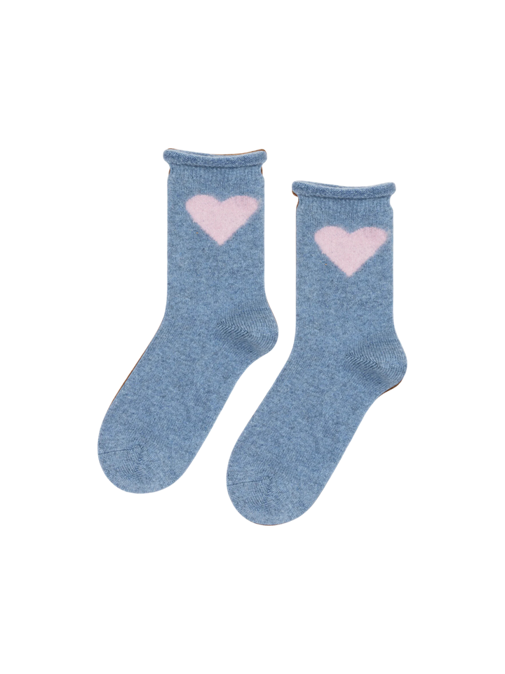 Socks Cashmere Heart Light Blue