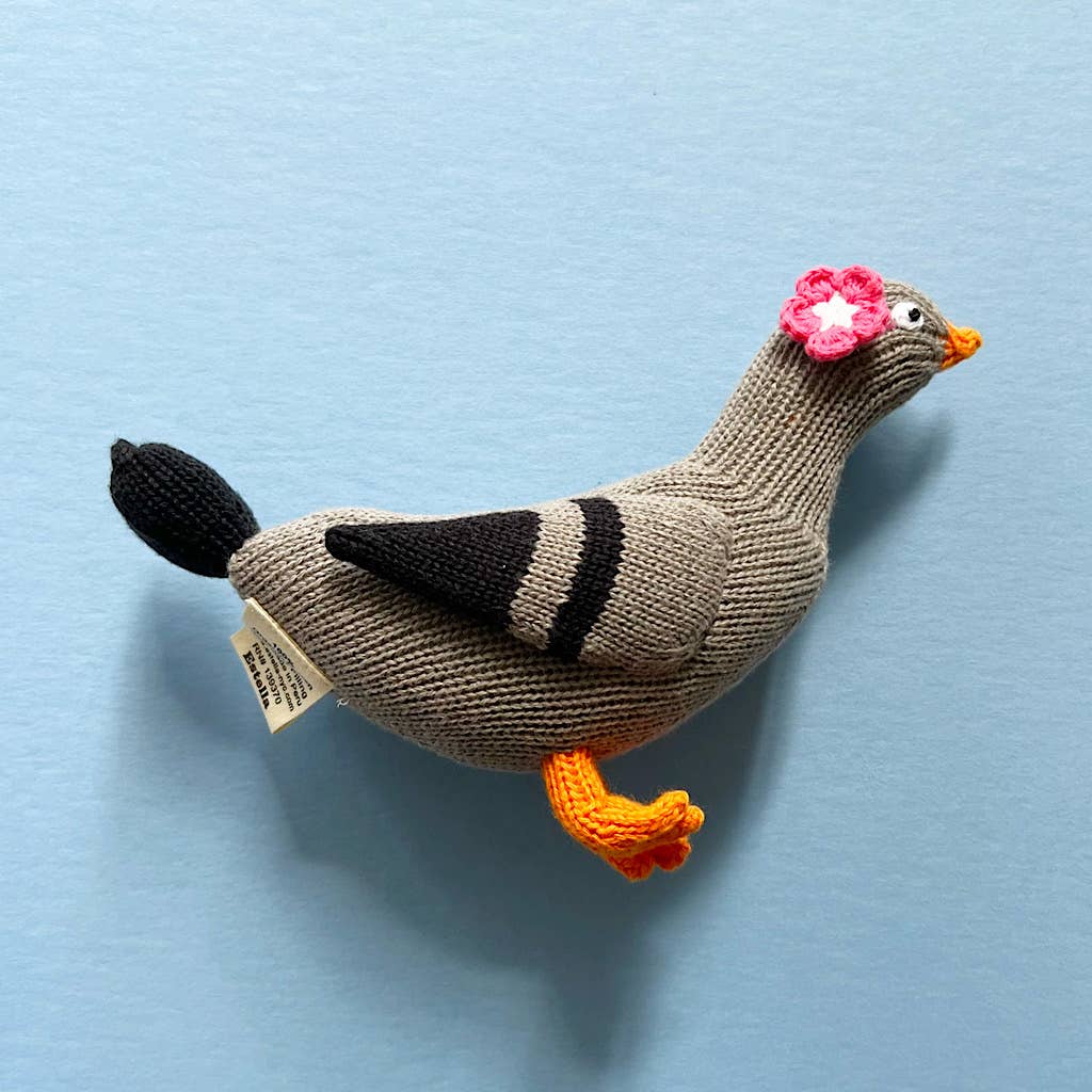 Knitted Pigeon Rattle Toy