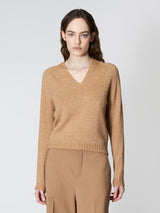Sweater Scollo V Cammello