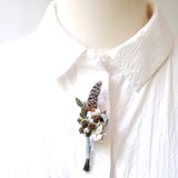 Brooch Spotted Feather Boutonniere