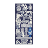The Tiny Finch Inoui Editions for the Louvre navy wool scarf featuring white classical Greek sculpture illustrations.