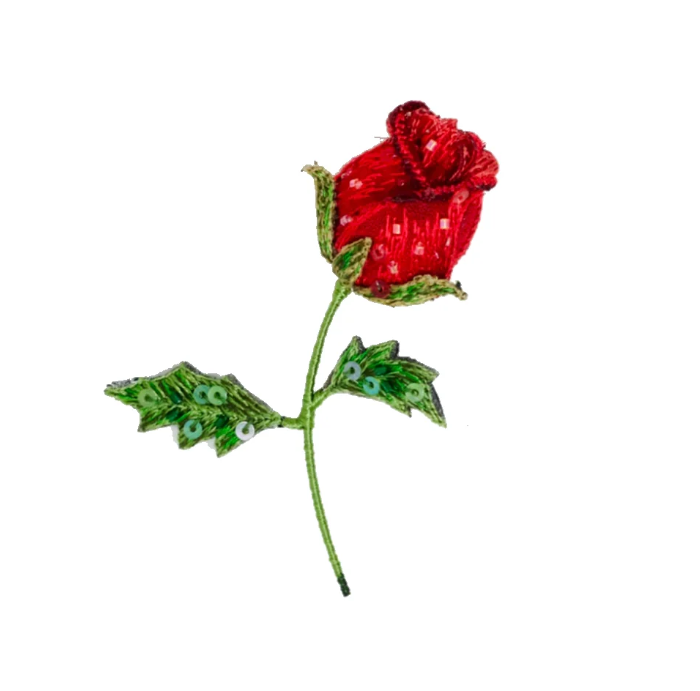 Brooch Red Rose Bud