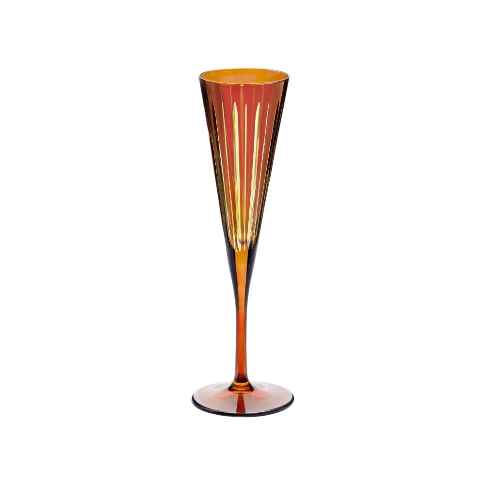 Prism Amber Champagne Flute Set 4