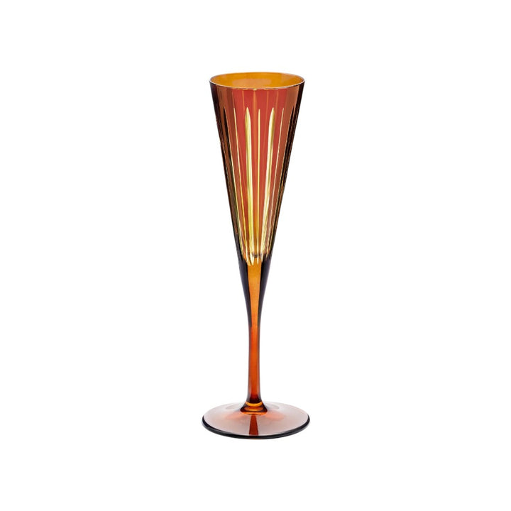 Prism Amber Champagne Flute Set 4