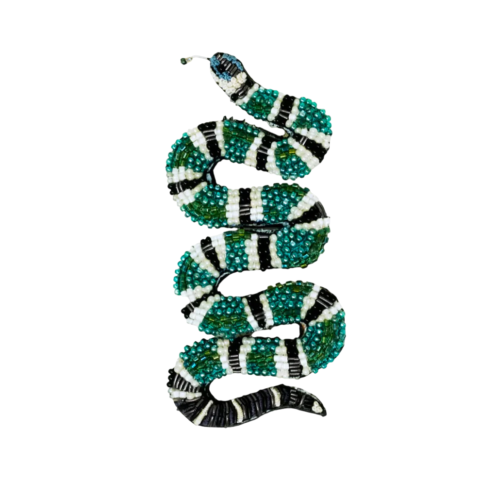 Brooch Green Banded Snaked