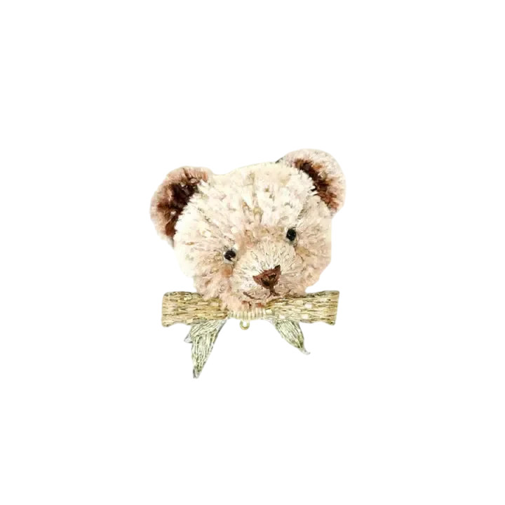 Brooch Brown Teddy Face