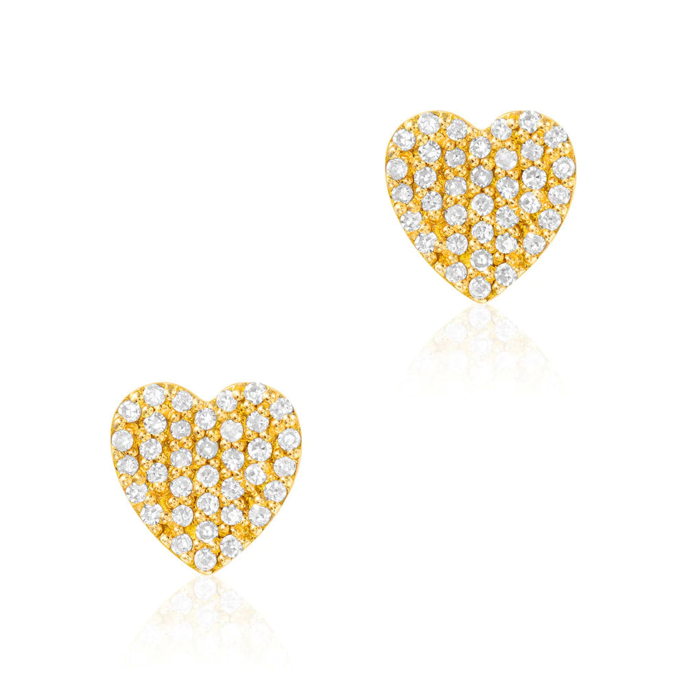 Liven Pave Heart Posts Yellow Gold