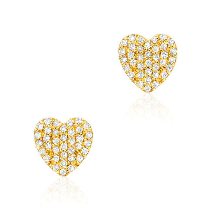 Liven Pave Heart Posts Yellow Gold