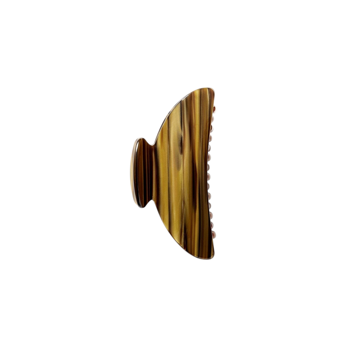 The Tiny Finch midi hair claw clip in tiger's eye brown Italian acetate with reinforced stainless steel hardware.
