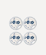 Blue Flowers Dessert Plate Set 4