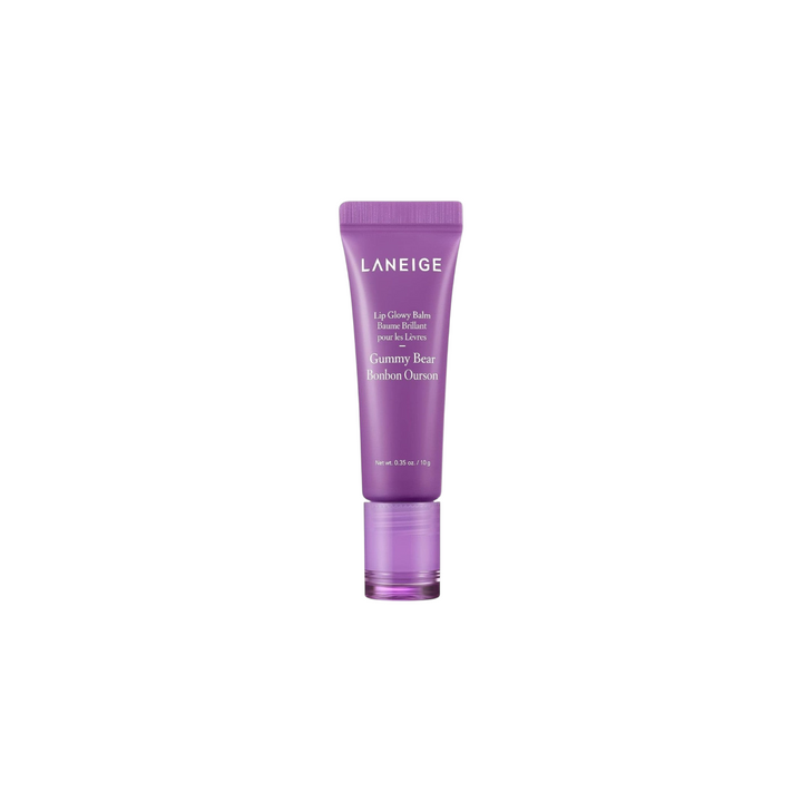 The Tiny Finch Laneige Glowy Lip Balm in Gummy Bear purple tube for hydrating and glossy lip care.