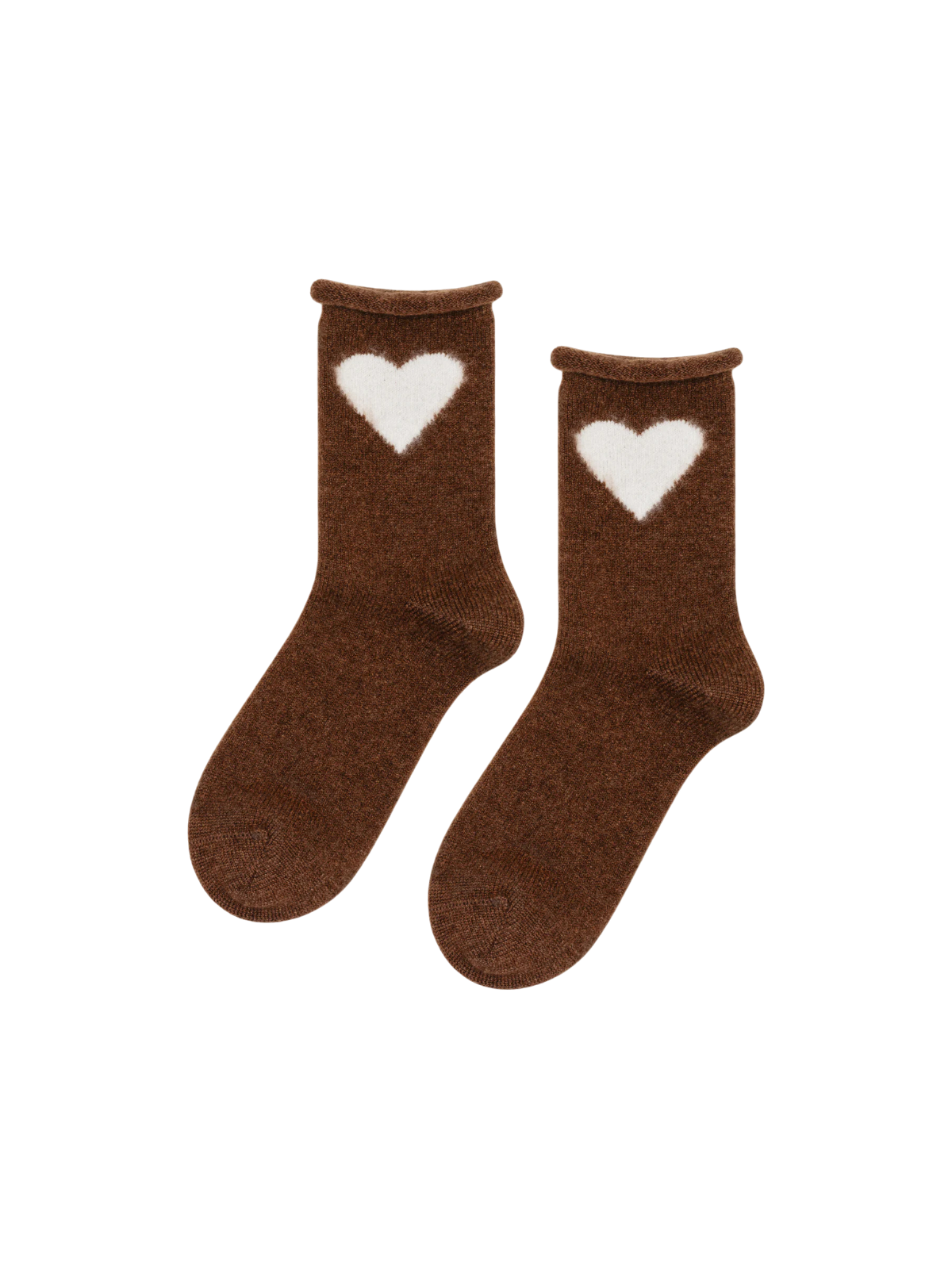 Socks Cashmere Heart Brown