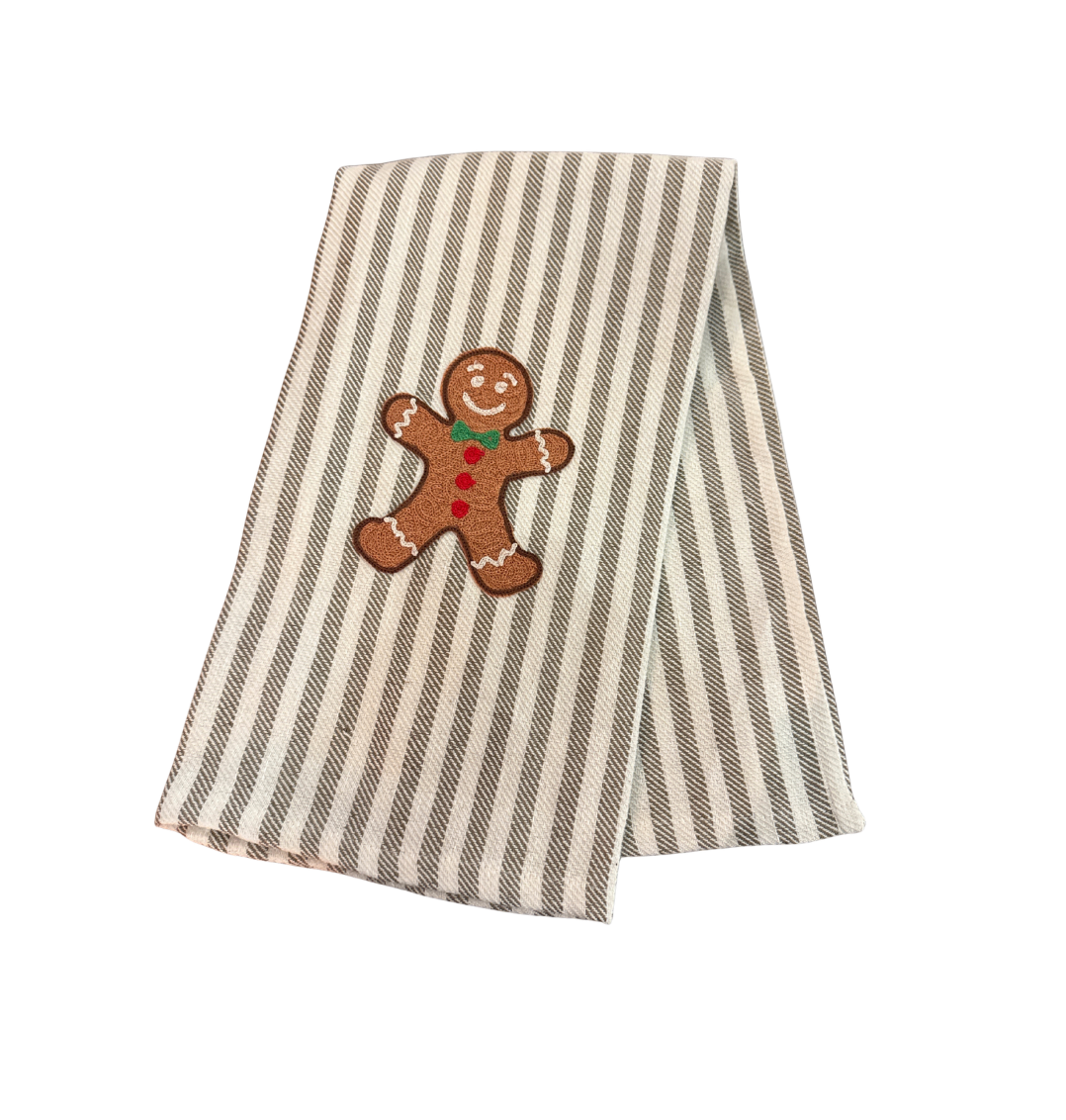 Embroidered Kitchen Towel Gingerbread