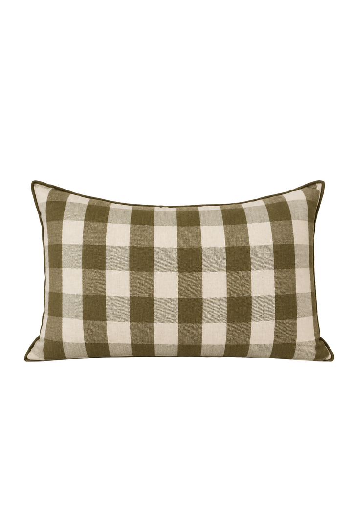 Pillow Gingham Khaki 16x24