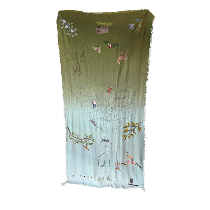 Shawl Deep Forest Pesto/Grey