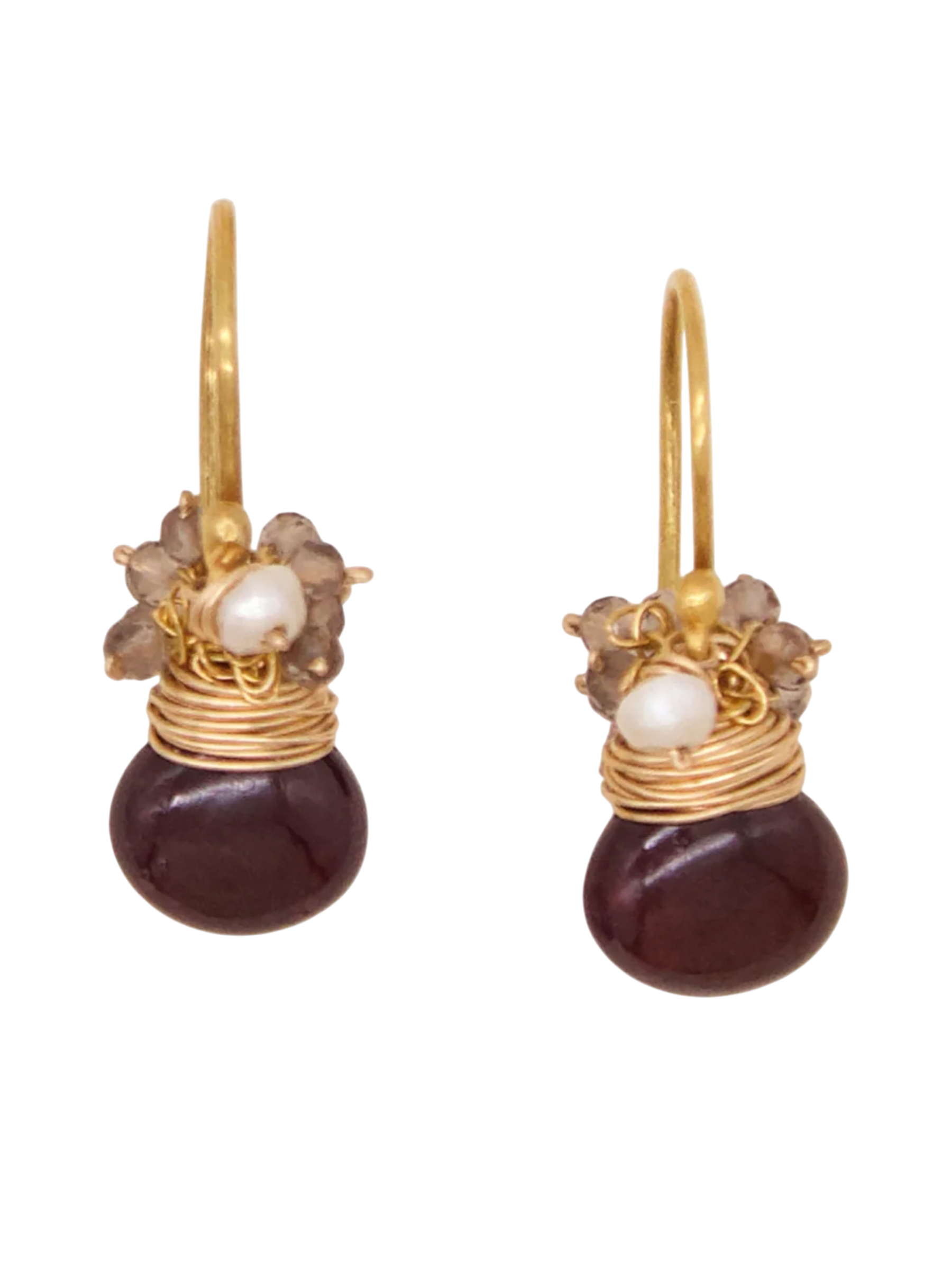 Garnet Heart Fringe Earring