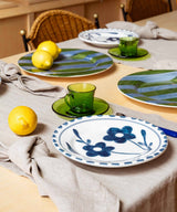 Blue Flowers Dessert Plate Set 4
