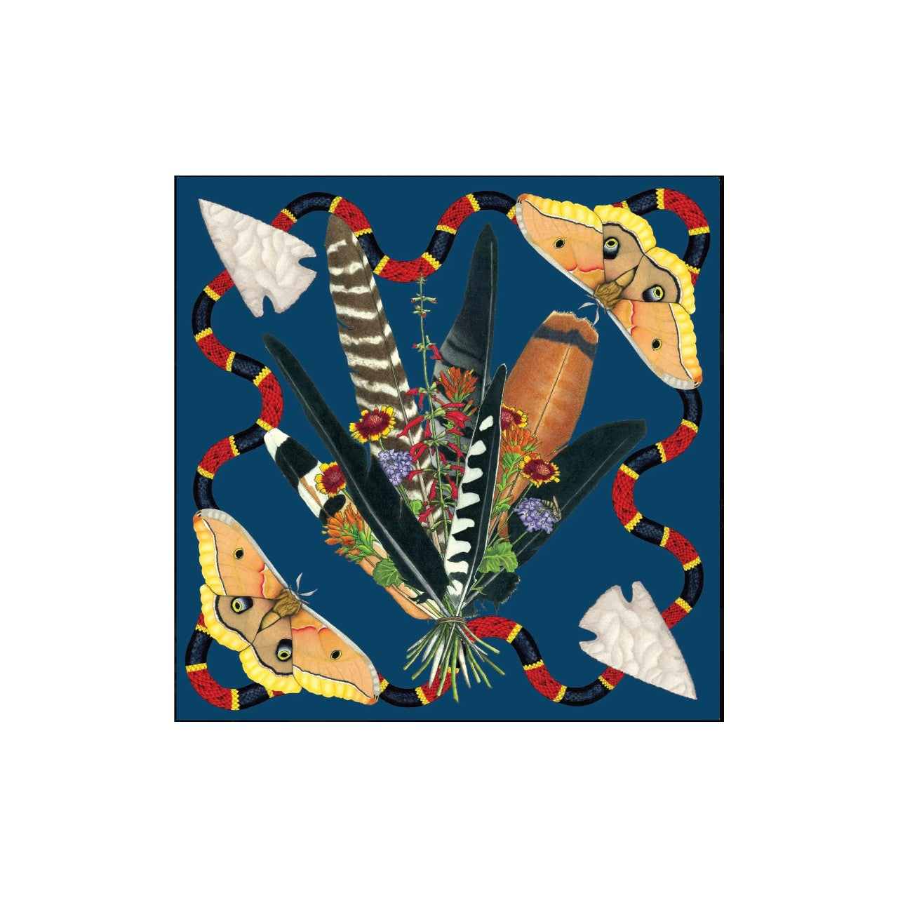 Kerr Chief Pocket Square Feather Bouquet Blue Topaz
