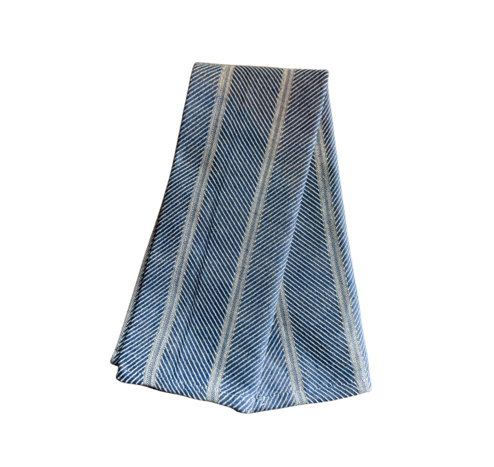 Embroidered Kitchen Towel Twill Woad Blue