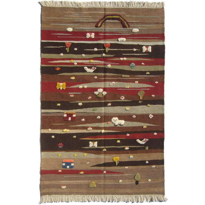Red and Brown Pastures Kilim Rug